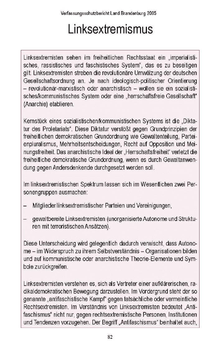 Seite 79 des Verfassungsschutzbericht 2005 Brandenburg
