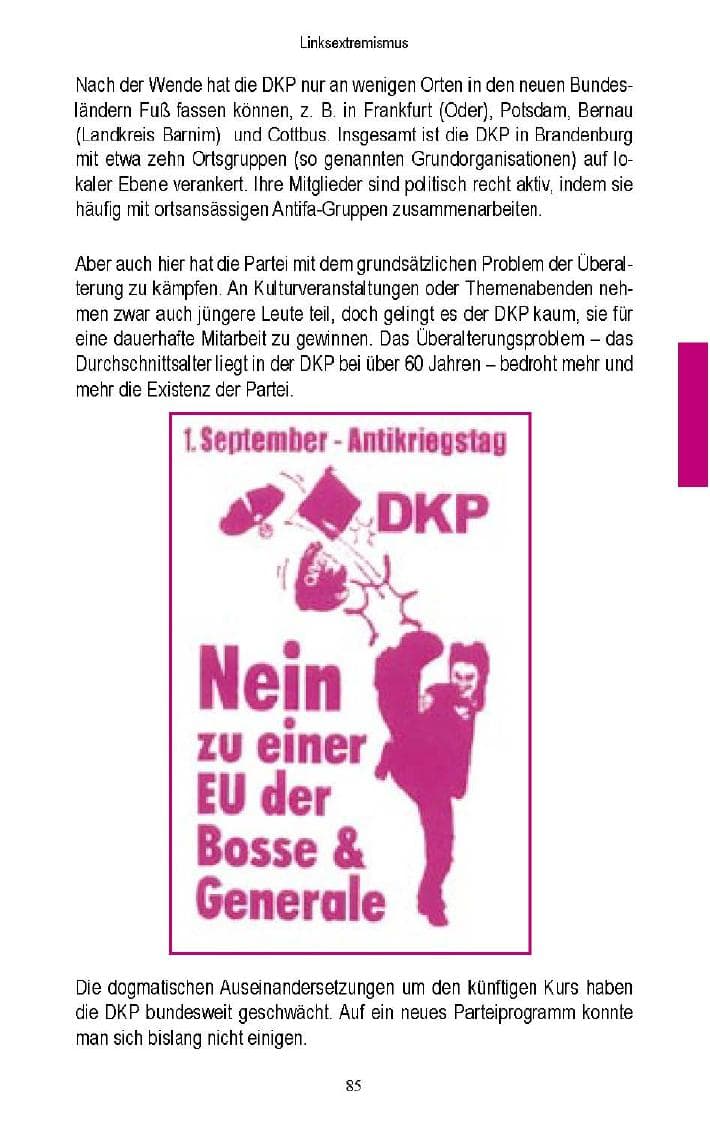 Seite 82 des Verfassungsschutzbericht 2005 Brandenburg