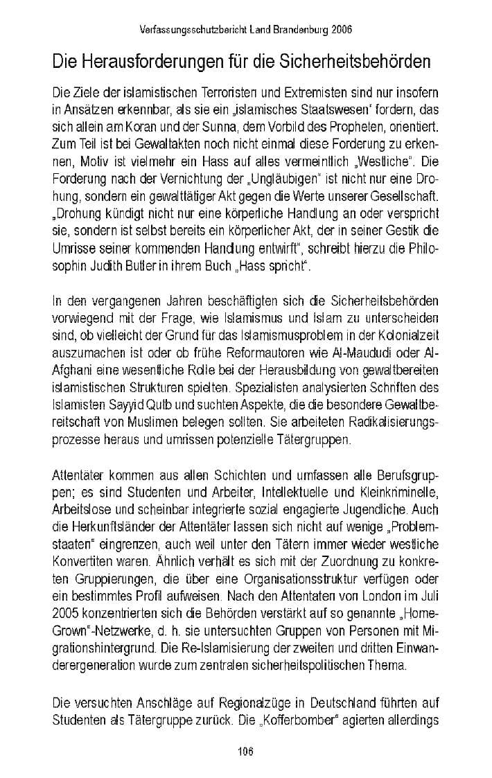 Seite 101 des Verfassungsschutzbericht 2006 Brandenburg