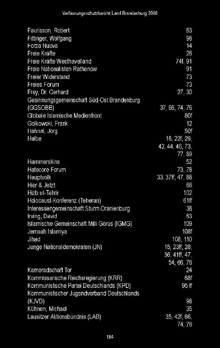 Seite 125 des Verfassungsschutzbericht 2006 Brandenburg