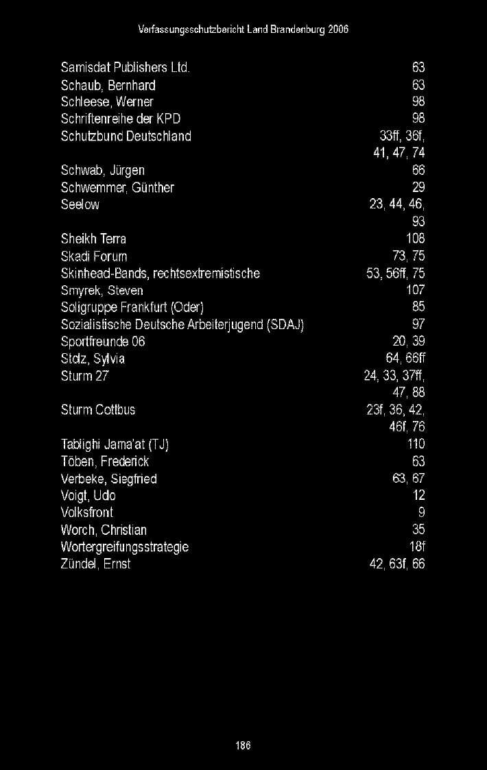 Seite 127 des Verfassungsschutzbericht 2006 Brandenburg