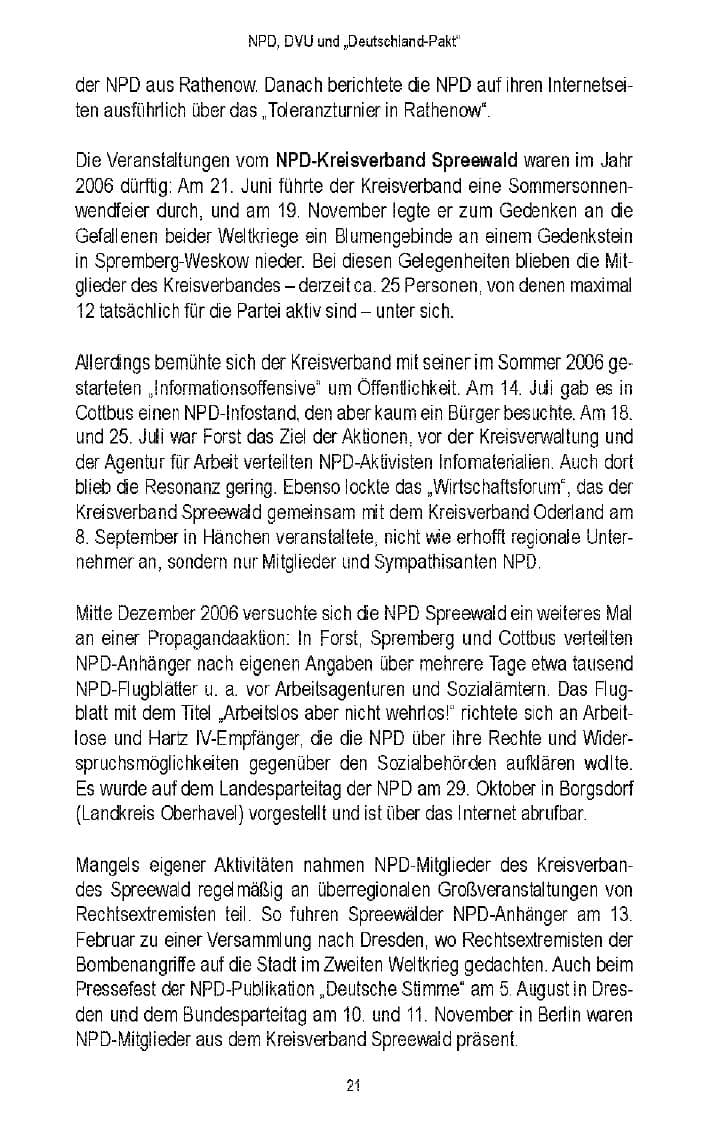 Seite 23 des Verfassungsschutzbericht 2006 Brandenburg