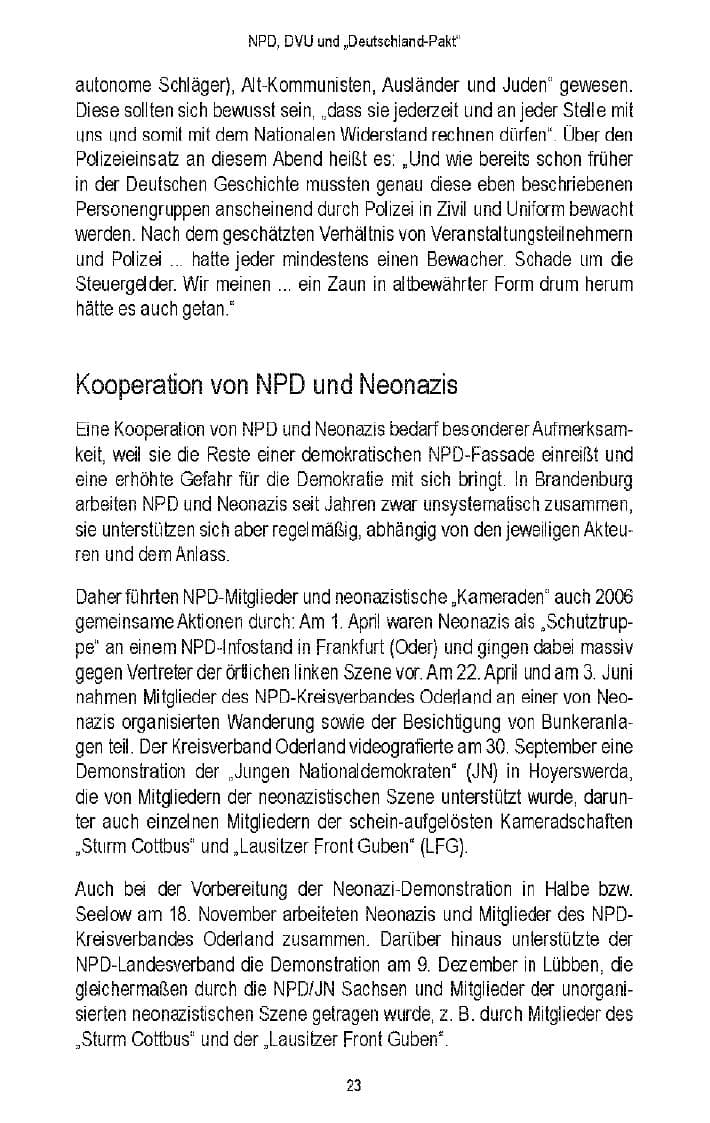 Seite 25 des Verfassungsschutzbericht 2006 Brandenburg