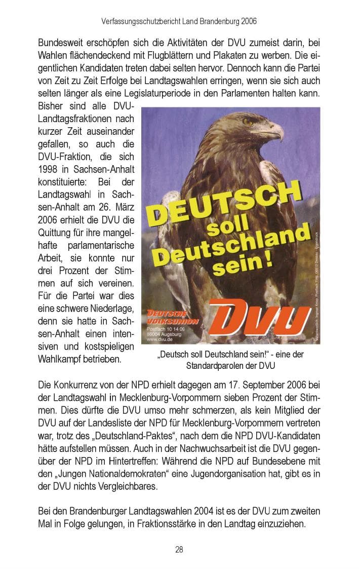 Seite 30 des Verfassungsschutzbericht 2006 Brandenburg