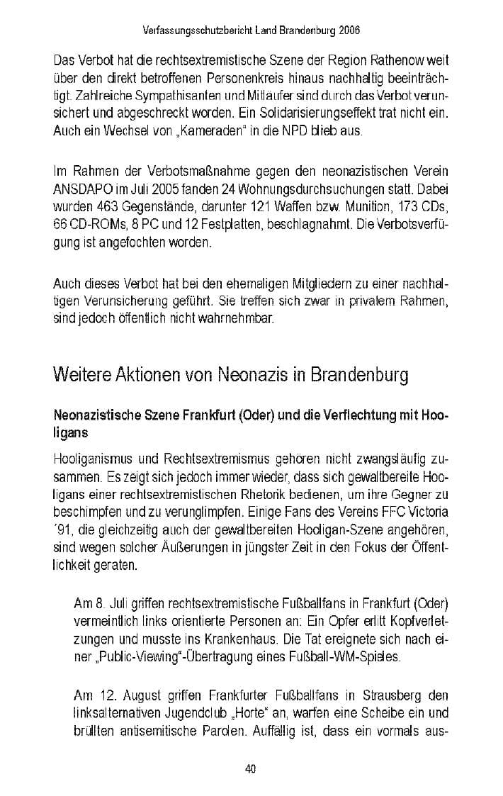 Seite 41 des Verfassungsschutzbericht 2006 Brandenburg