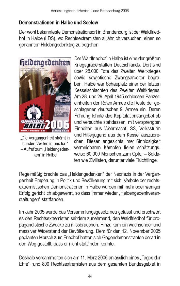 Seite 45 des Verfassungsschutzbericht 2006 Brandenburg