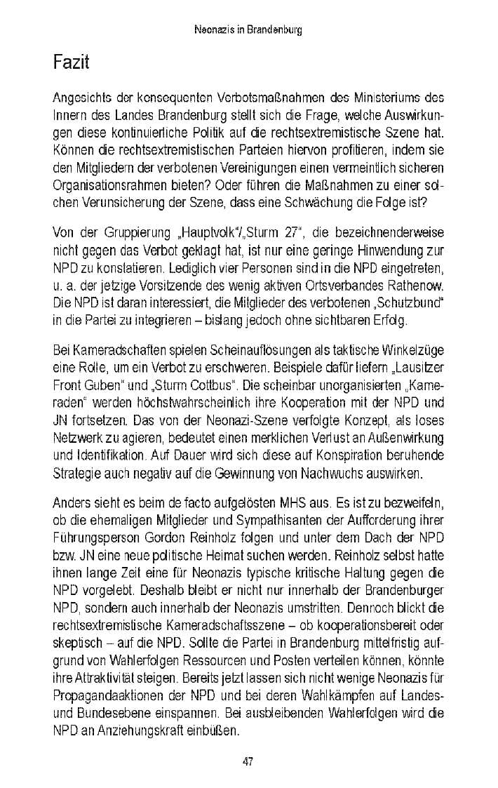 Seite 48 des Verfassungsschutzbericht 2006 Brandenburg