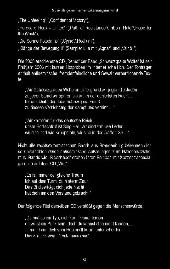 Seite 57 des Verfassungsschutzbericht 2006 Brandenburg