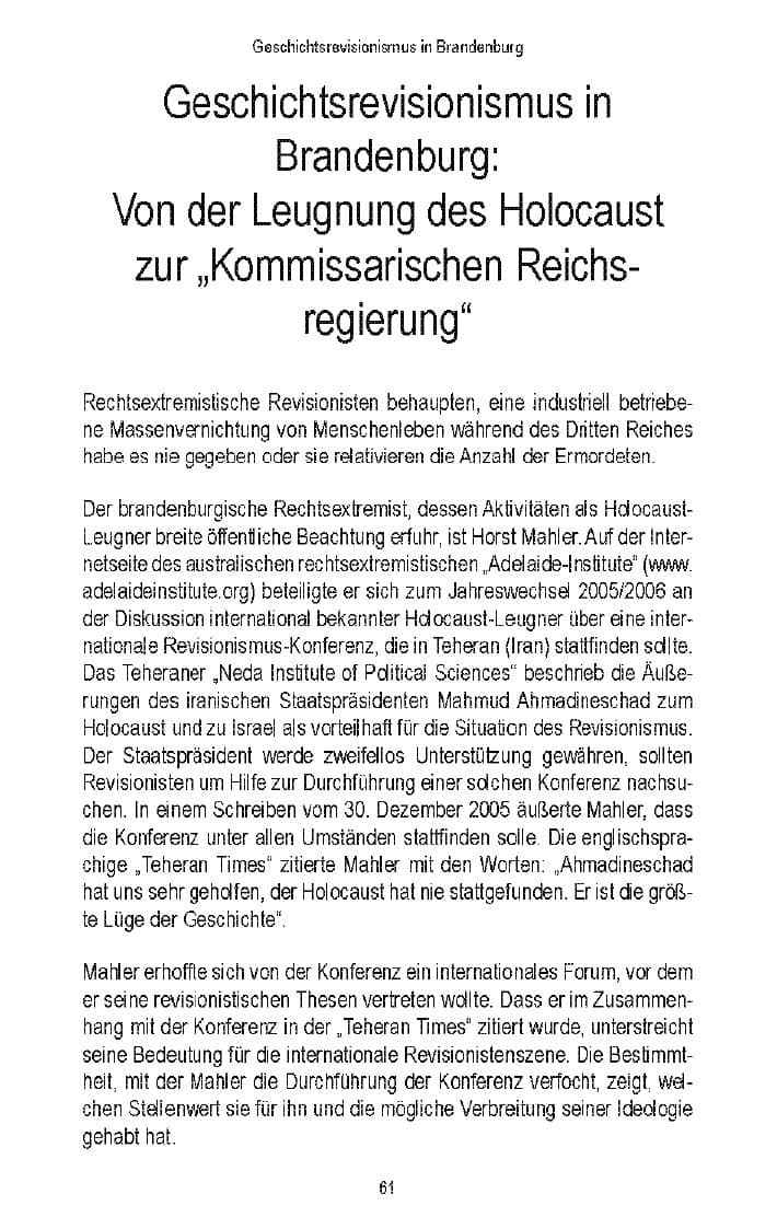 Seite 60 des Verfassungsschutzbericht 2006 Brandenburg