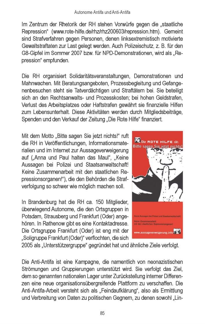 Seite 82 des Verfassungsschutzbericht 2006 Brandenburg