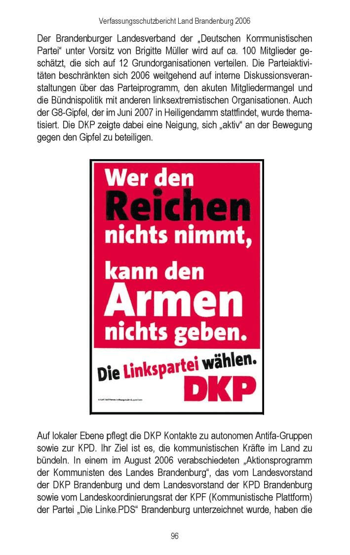 Seite 92 des Verfassungsschutzbericht 2006 Brandenburg