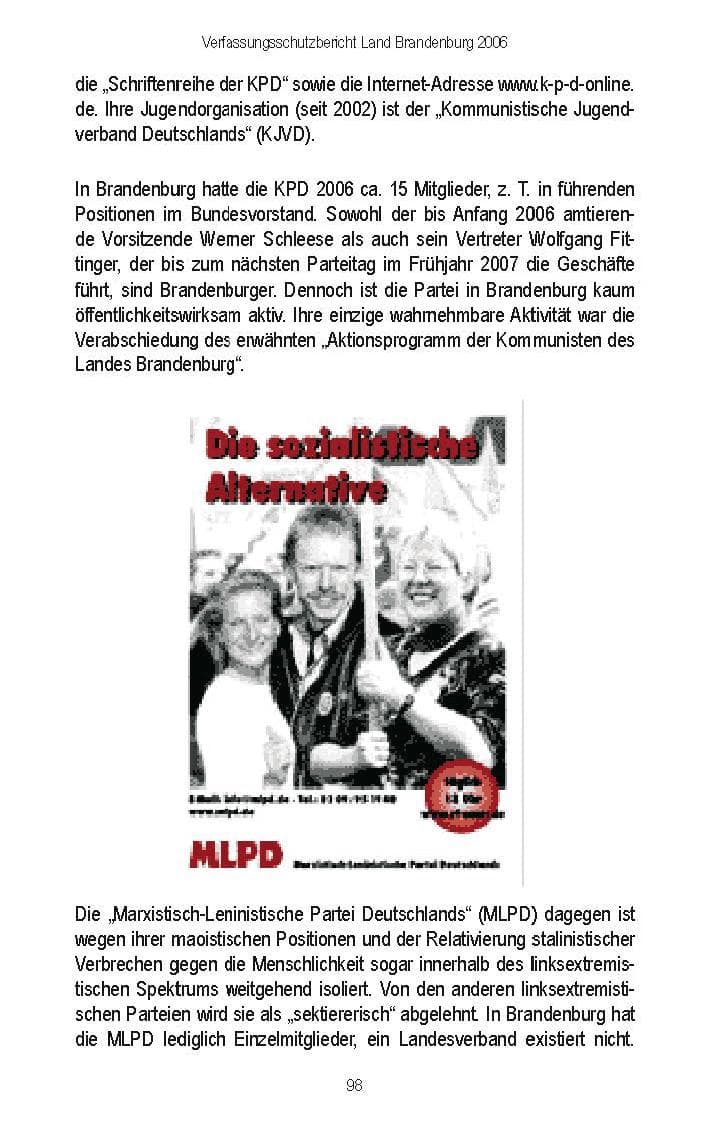 Seite 94 des Verfassungsschutzbericht 2006 Brandenburg
