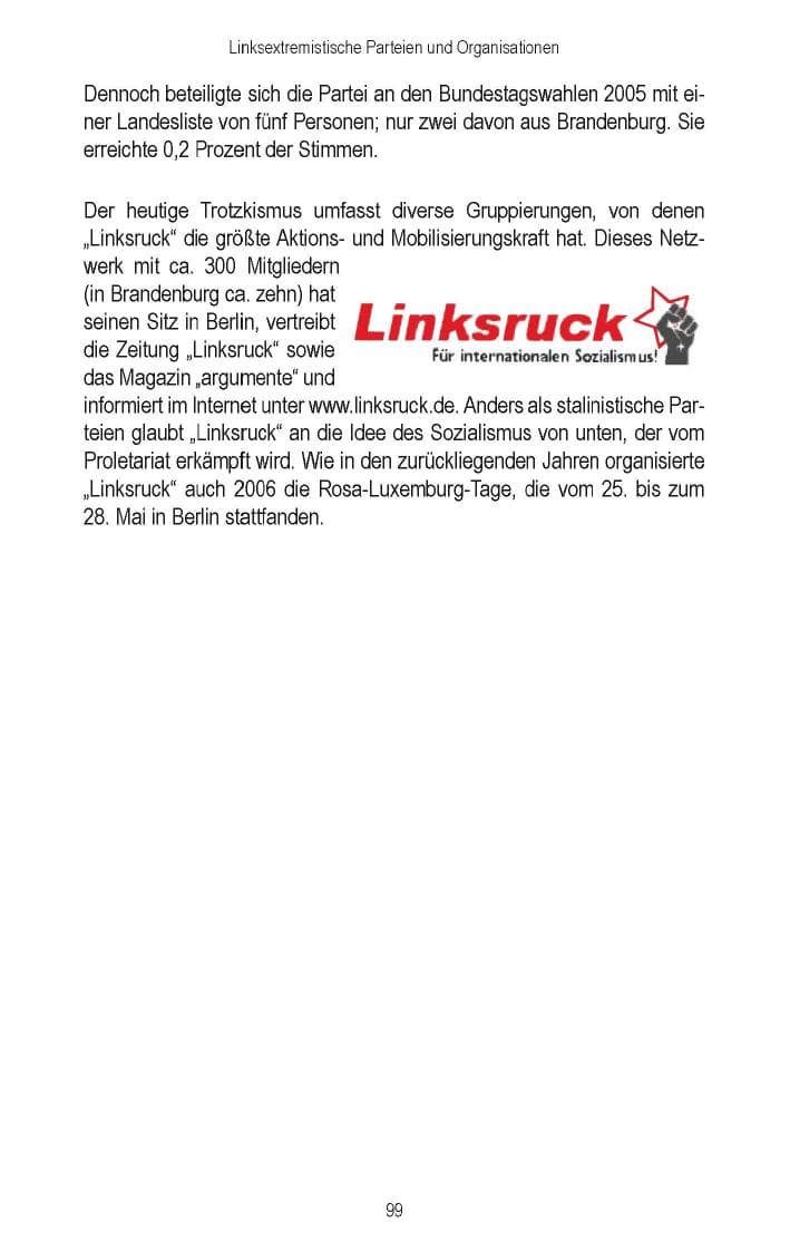 Seite 95 des Verfassungsschutzbericht 2006 Brandenburg