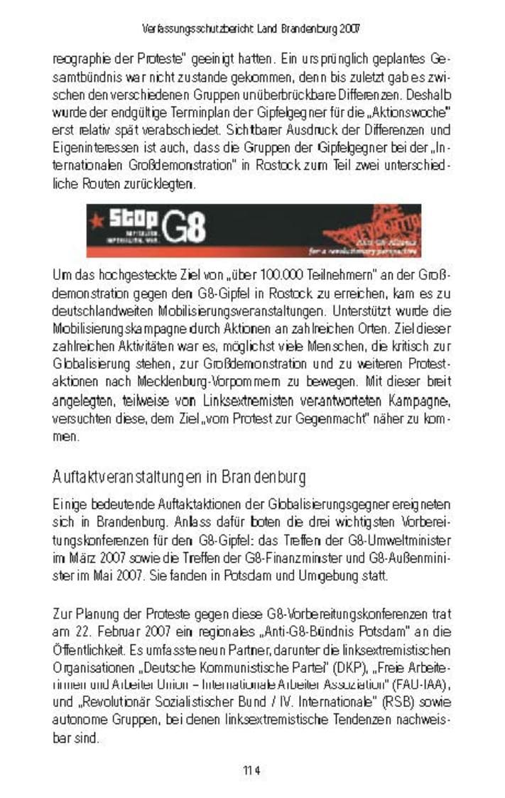 Seite 115 des Verfassungsschutzbericht 2007 Brandenburg