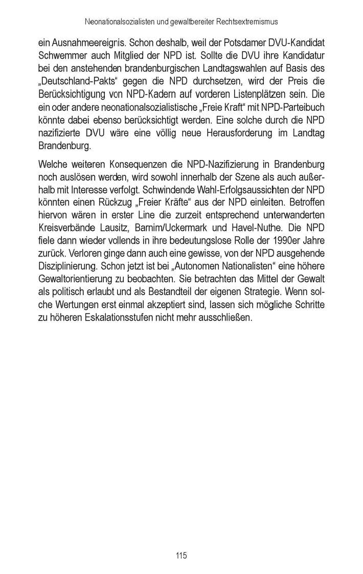 Seite 117 des Verfassungsschutzbericht 2008 Brandenburg