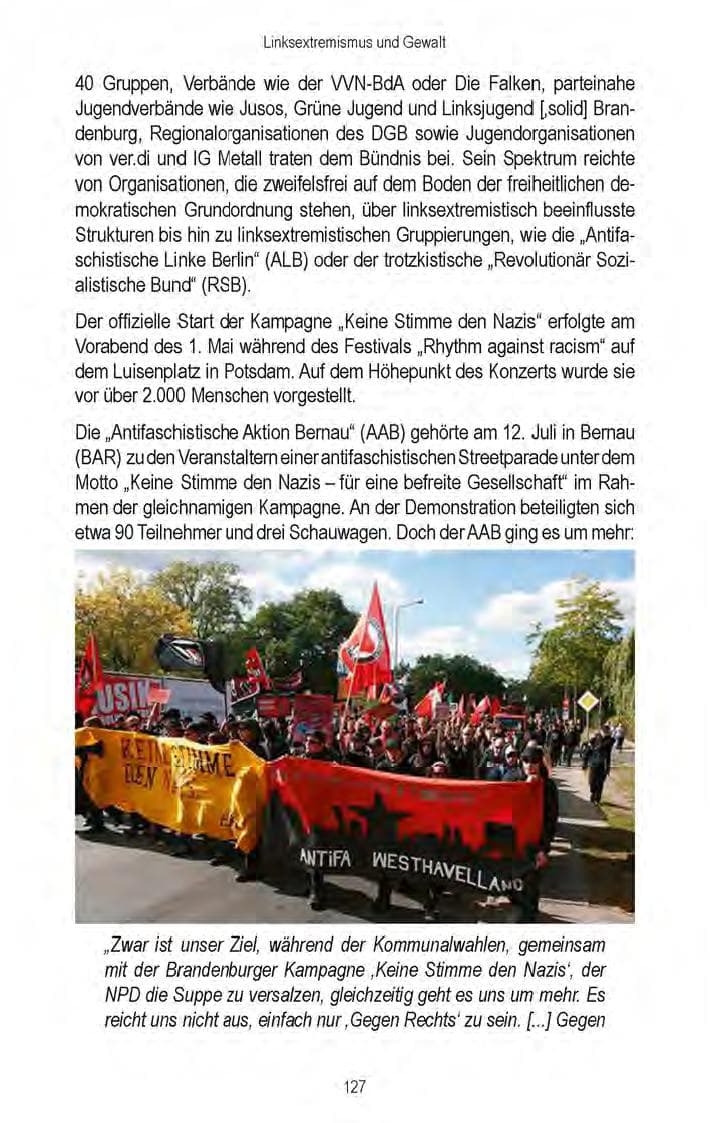Seite 129 des Verfassungsschutzbericht 2008 Brandenburg