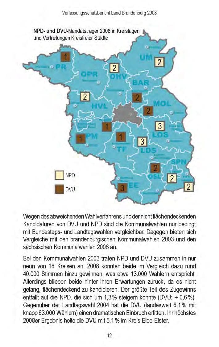 Seite 14 des Verfassungsschutzbericht 2008 Brandenburg