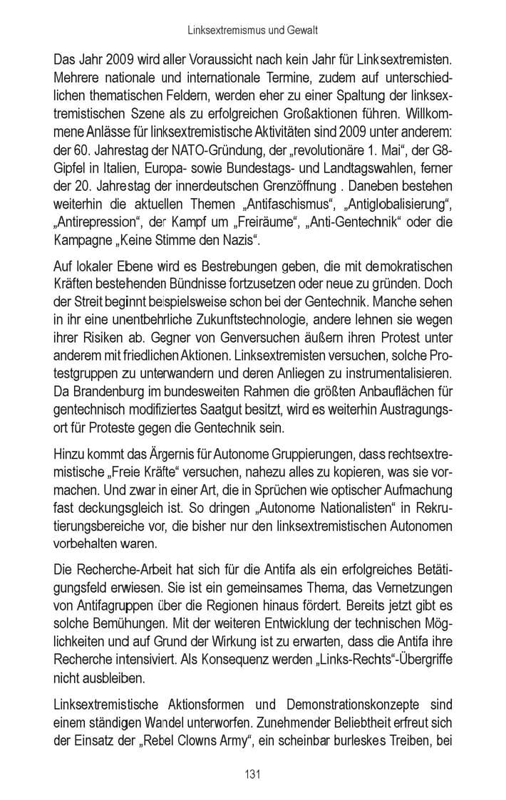 Seite 133 des Verfassungsschutzbericht 2008 Brandenburg