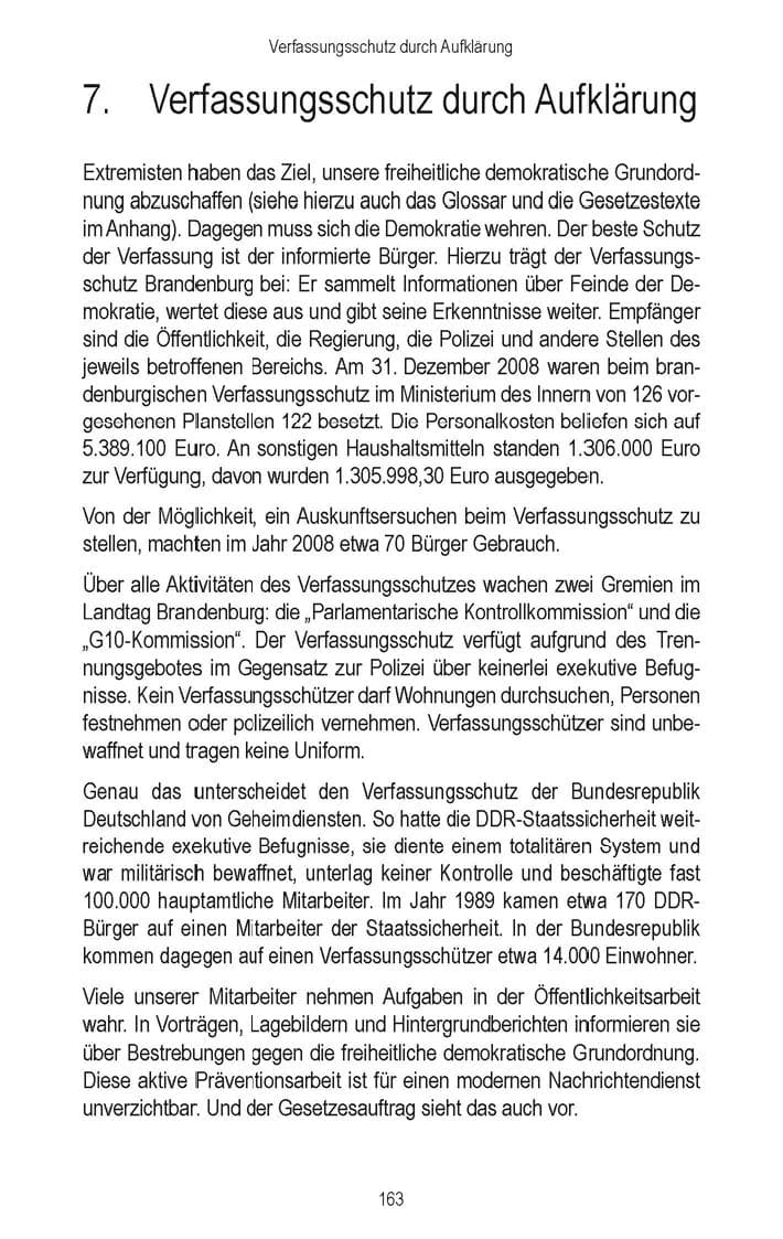 Seite 165 des Verfassungsschutzbericht 2008 Brandenburg