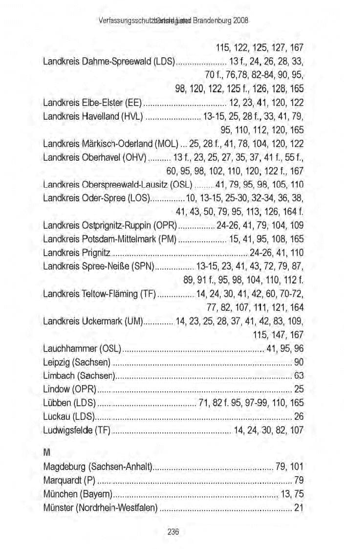Seite 176 des Verfassungsschutzbericht 2008 Brandenburg
