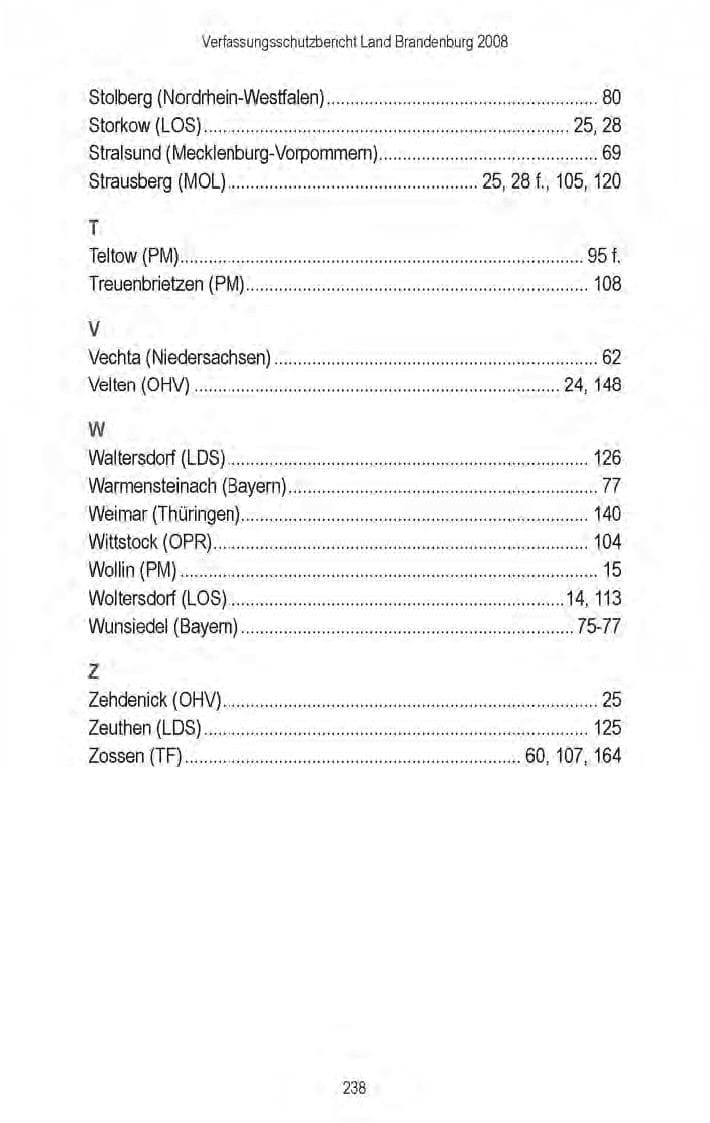 Seite 178 des Verfassungsschutzbericht 2008 Brandenburg