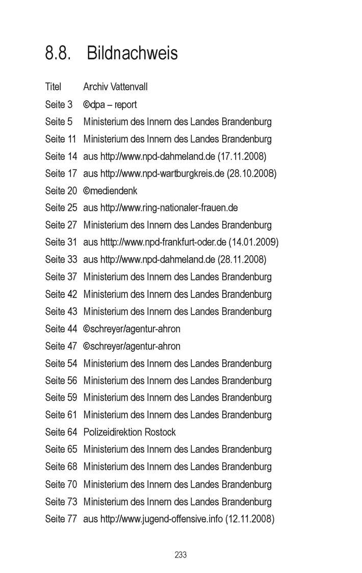 Seite 191 des Verfassungsschutzbericht 2008 Brandenburg