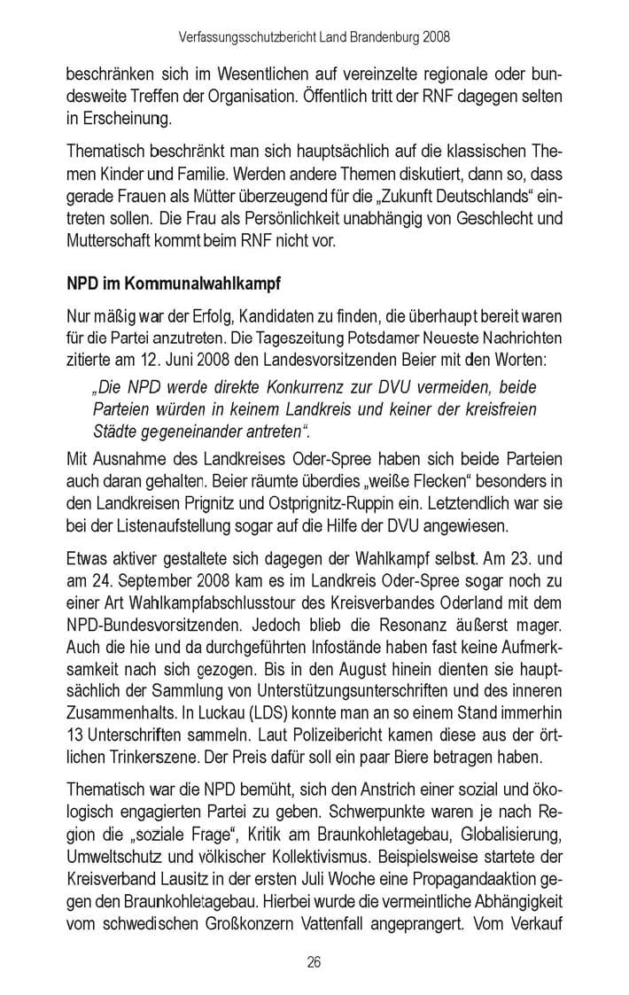 Seite 28 des Verfassungsschutzbericht 2008 Brandenburg