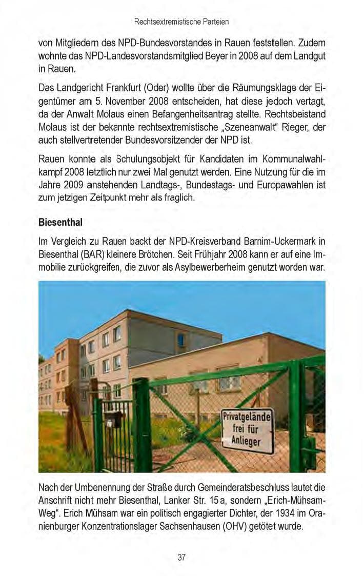 Seite 39 des Verfassungsschutzbericht 2008 Brandenburg