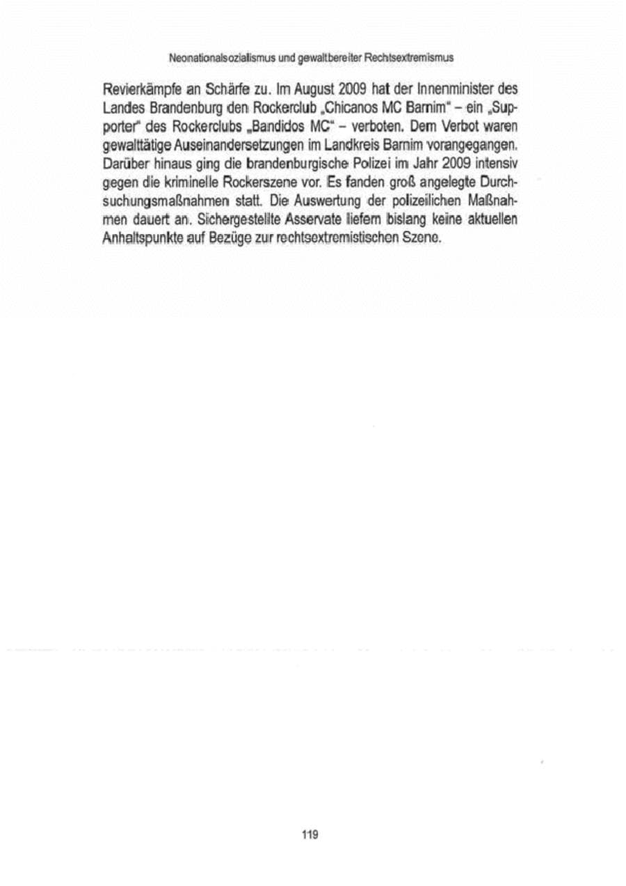 Seite 121 des Verfassungsschutzbericht 2009 Brandenburg