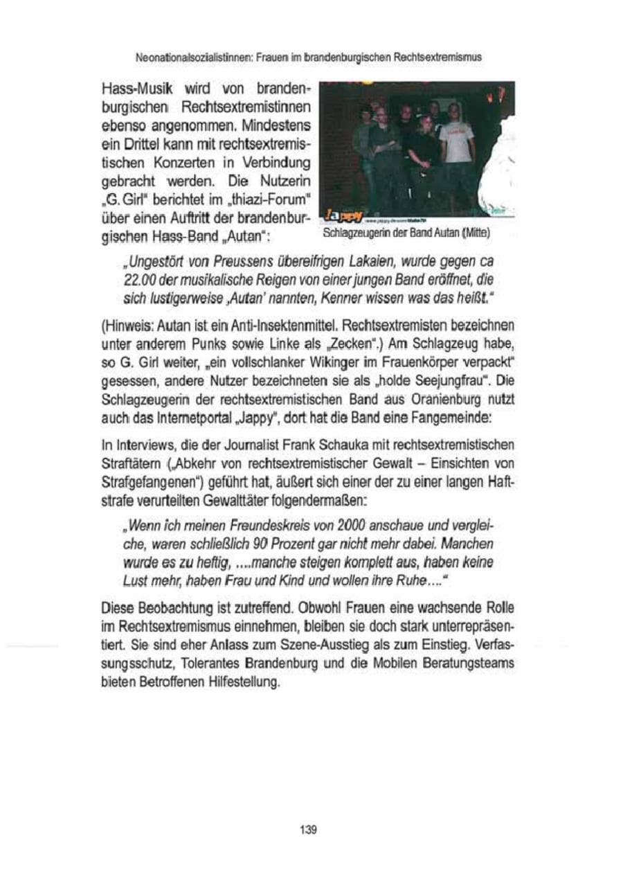 Seite 141 des Verfassungsschutzbericht 2009 Brandenburg