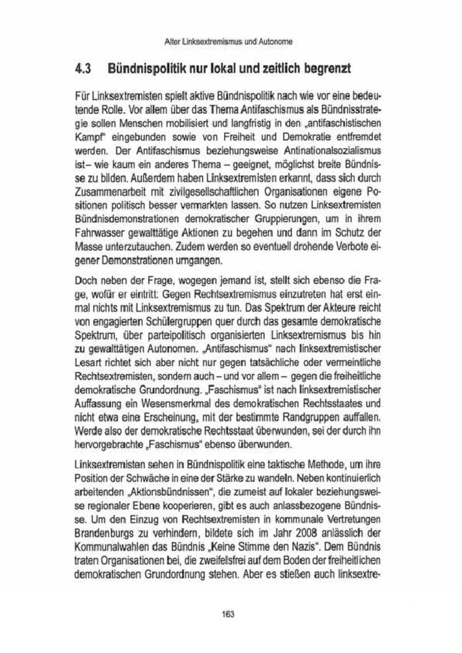 Seite 165 des Verfassungsschutzbericht 2009 Brandenburg