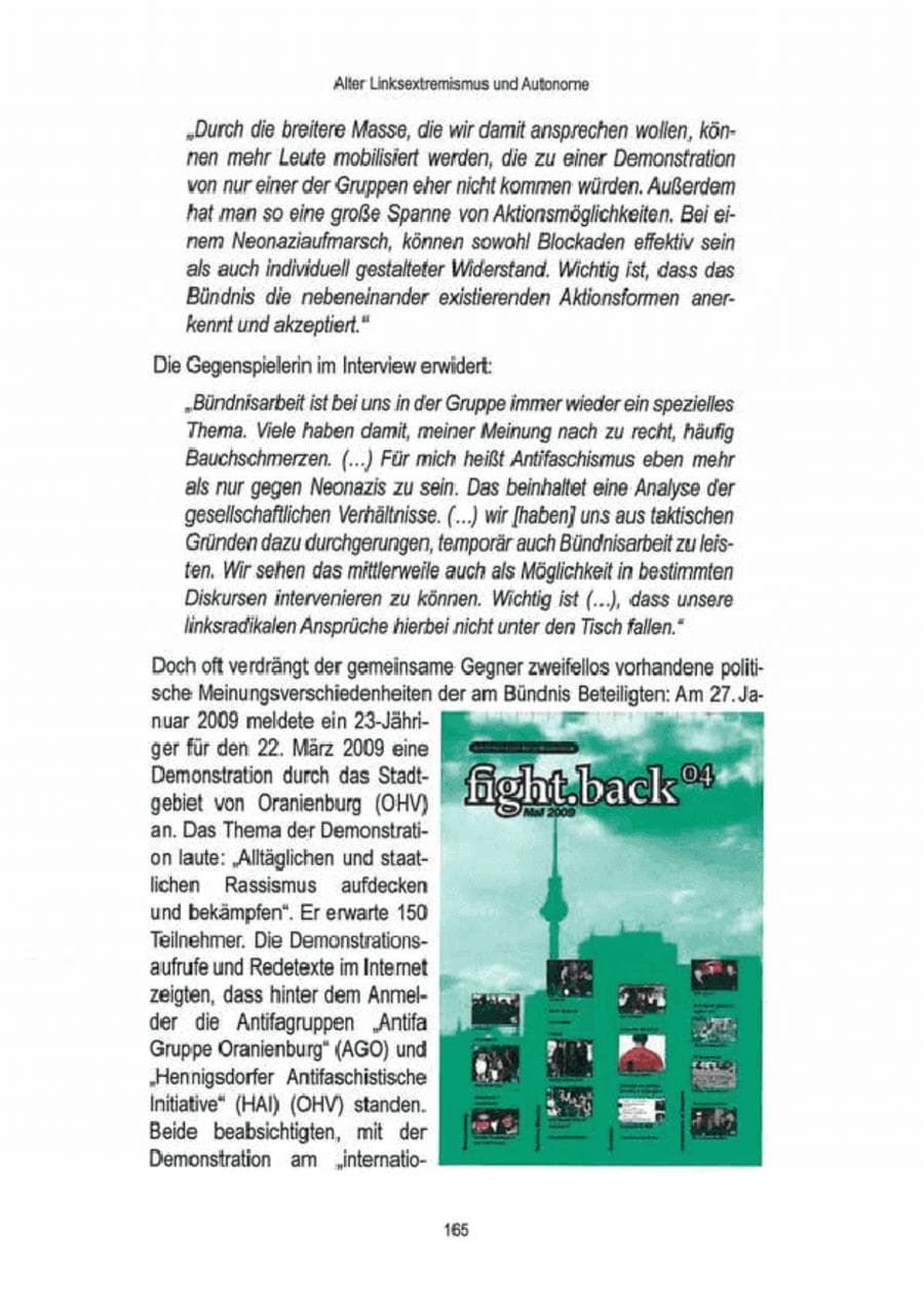 Seite 167 des Verfassungsschutzbericht 2009 Brandenburg