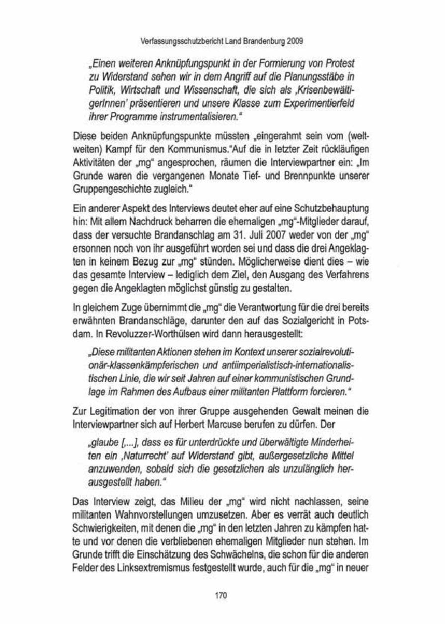 Seite 172 des Verfassungsschutzbericht 2009 Brandenburg