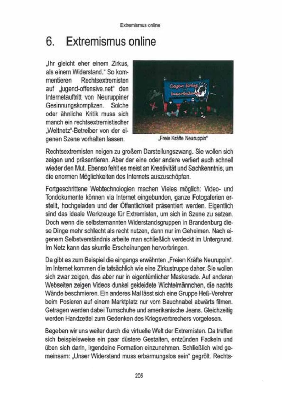 Seite 207 des Verfassungsschutzbericht 2009 Brandenburg