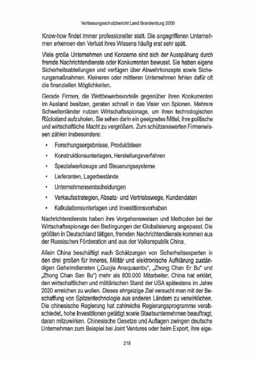 Seite 220 des Verfassungsschutzbericht 2009 Brandenburg