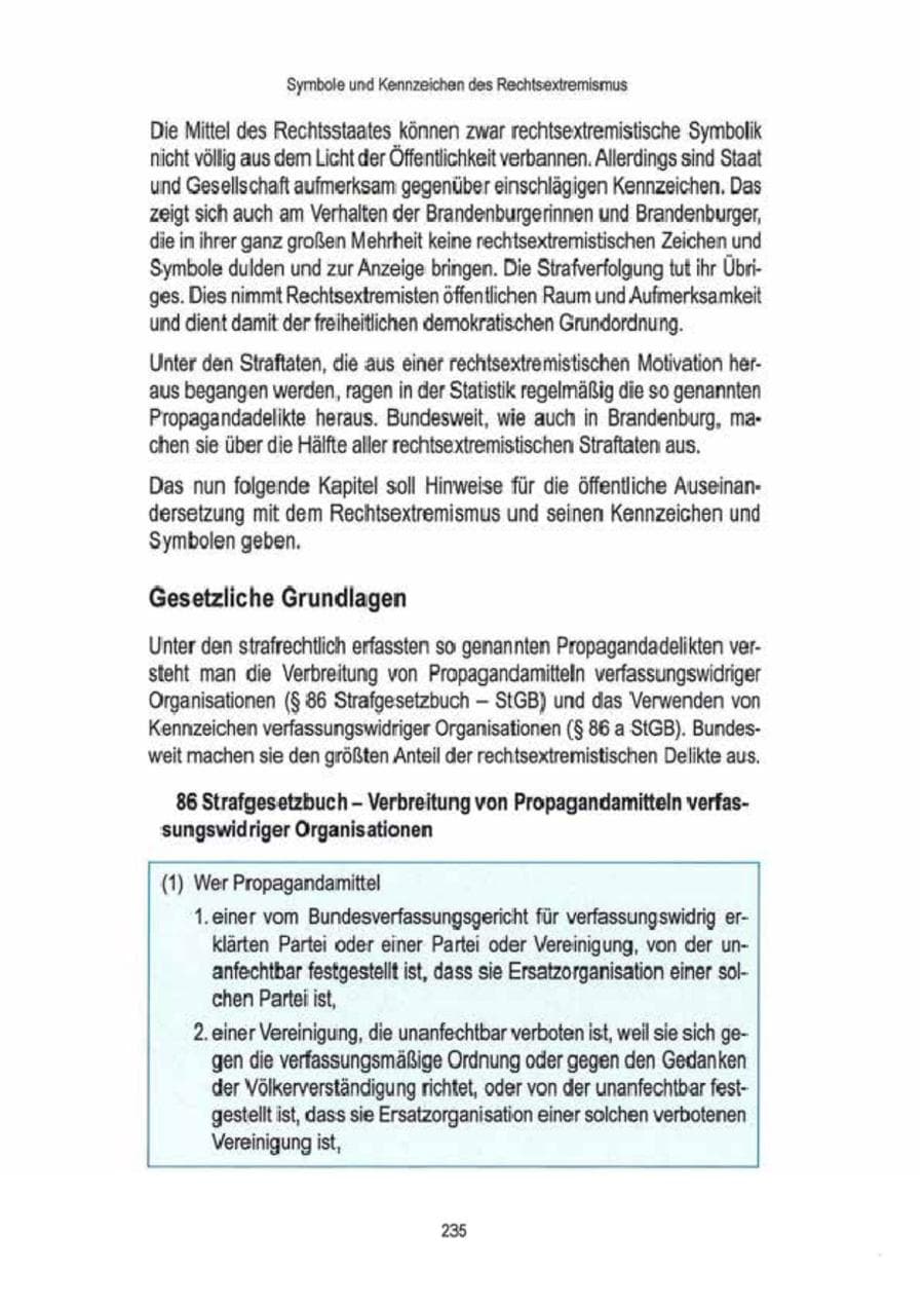 Seite 237 des Verfassungsschutzbericht 2009 Brandenburg