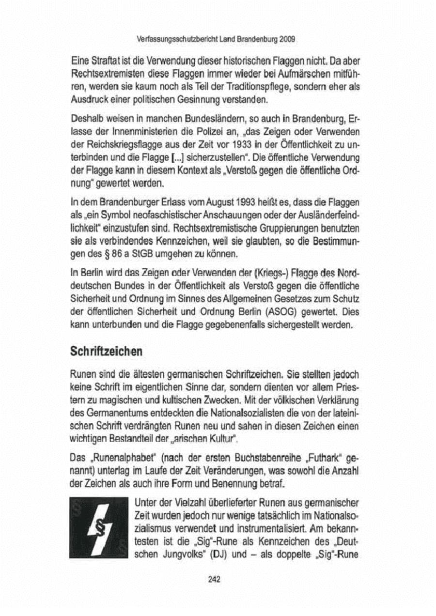 Seite 244 des Verfassungsschutzbericht 2009 Brandenburg