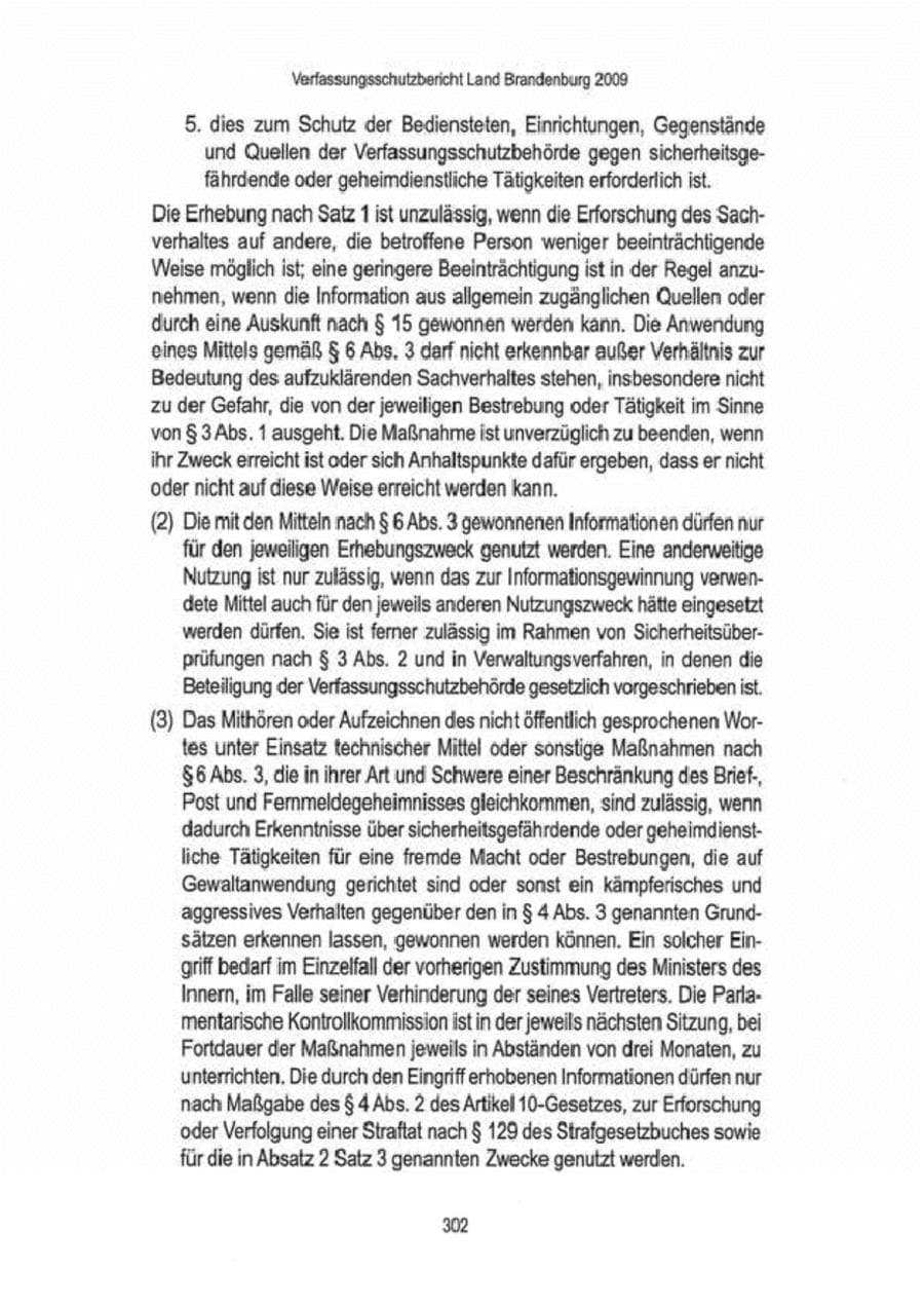 Seite 304 des Verfassungsschutzbericht 2009 Brandenburg