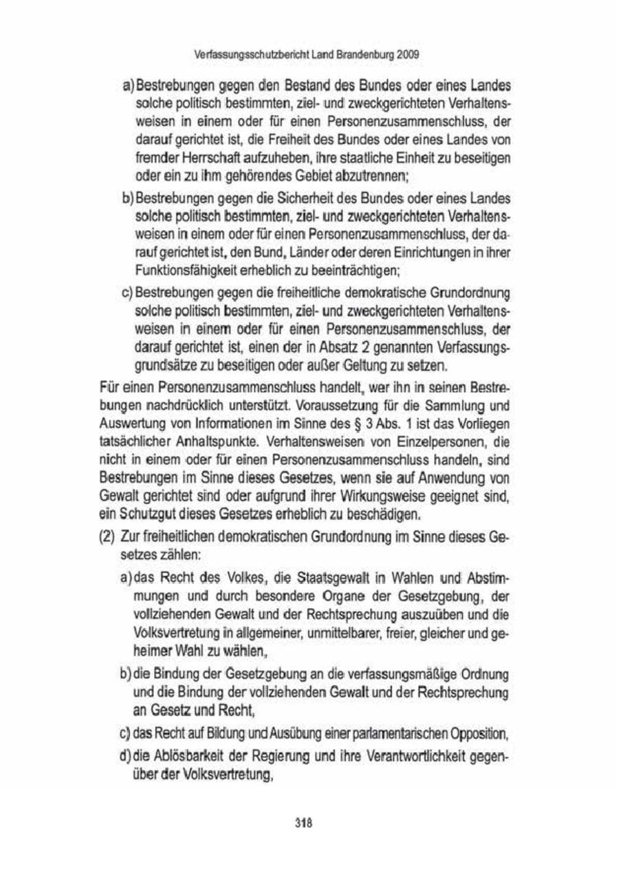 Seite 320 des Verfassungsschutzbericht 2009 Brandenburg