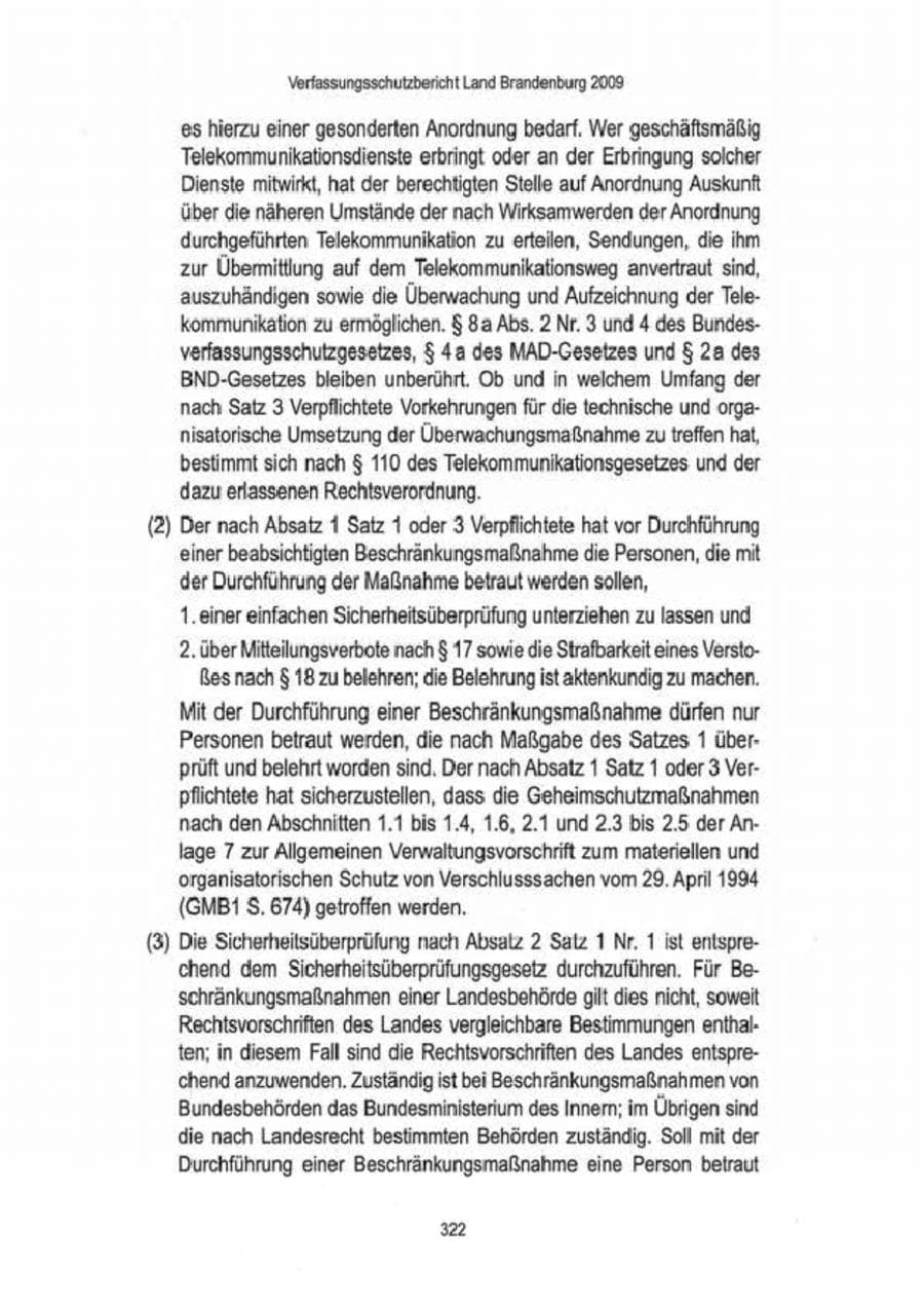 Seite 324 des Verfassungsschutzbericht 2009 Brandenburg