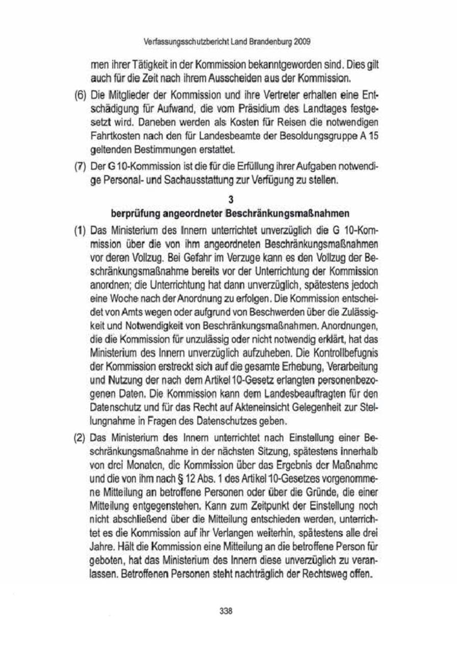 Seite 340 des Verfassungsschutzbericht 2009 Brandenburg