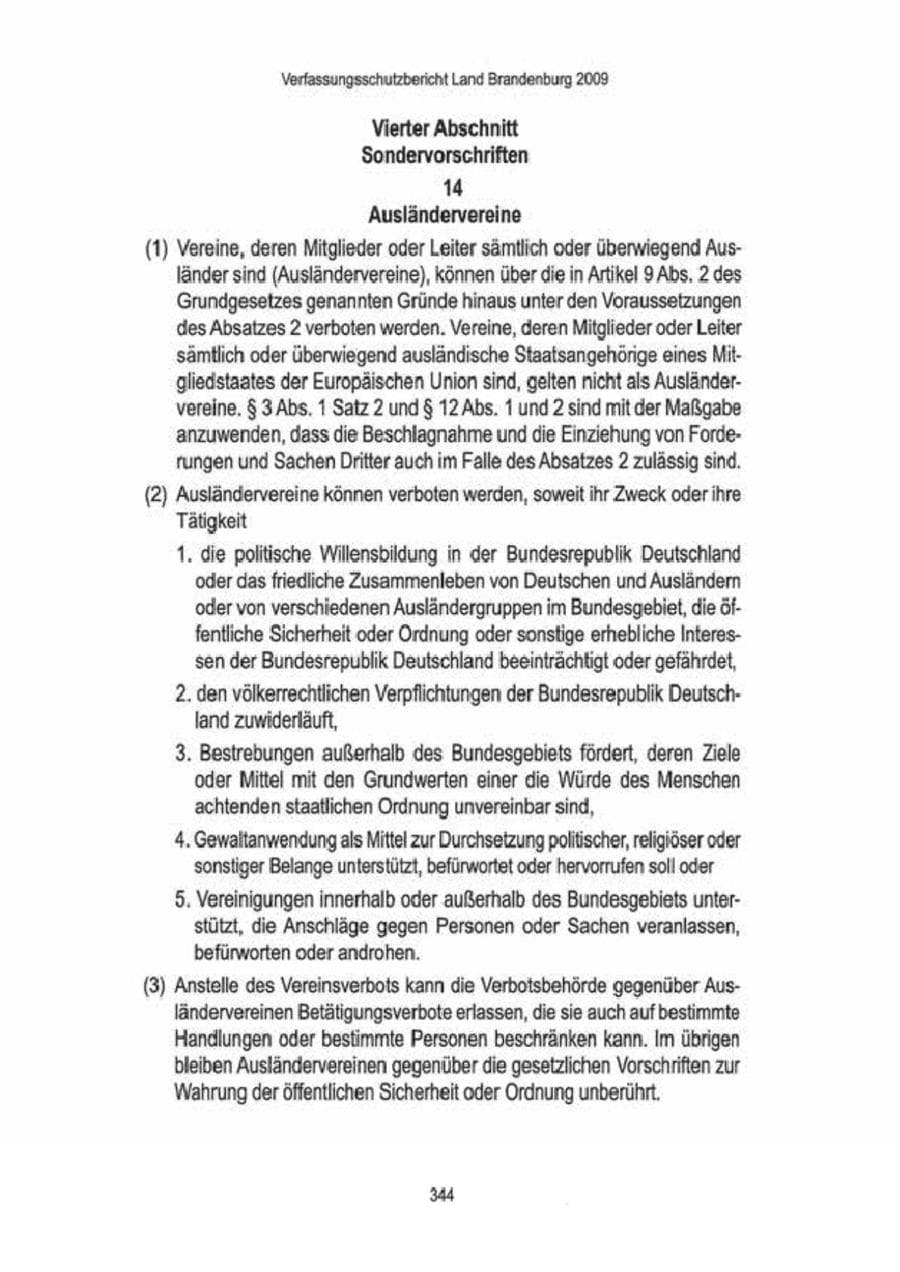 Seite 346 des Verfassungsschutzbericht 2009 Brandenburg
