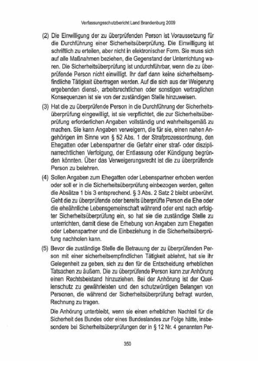 Seite 352 des Verfassungsschutzbericht 2009 Brandenburg
