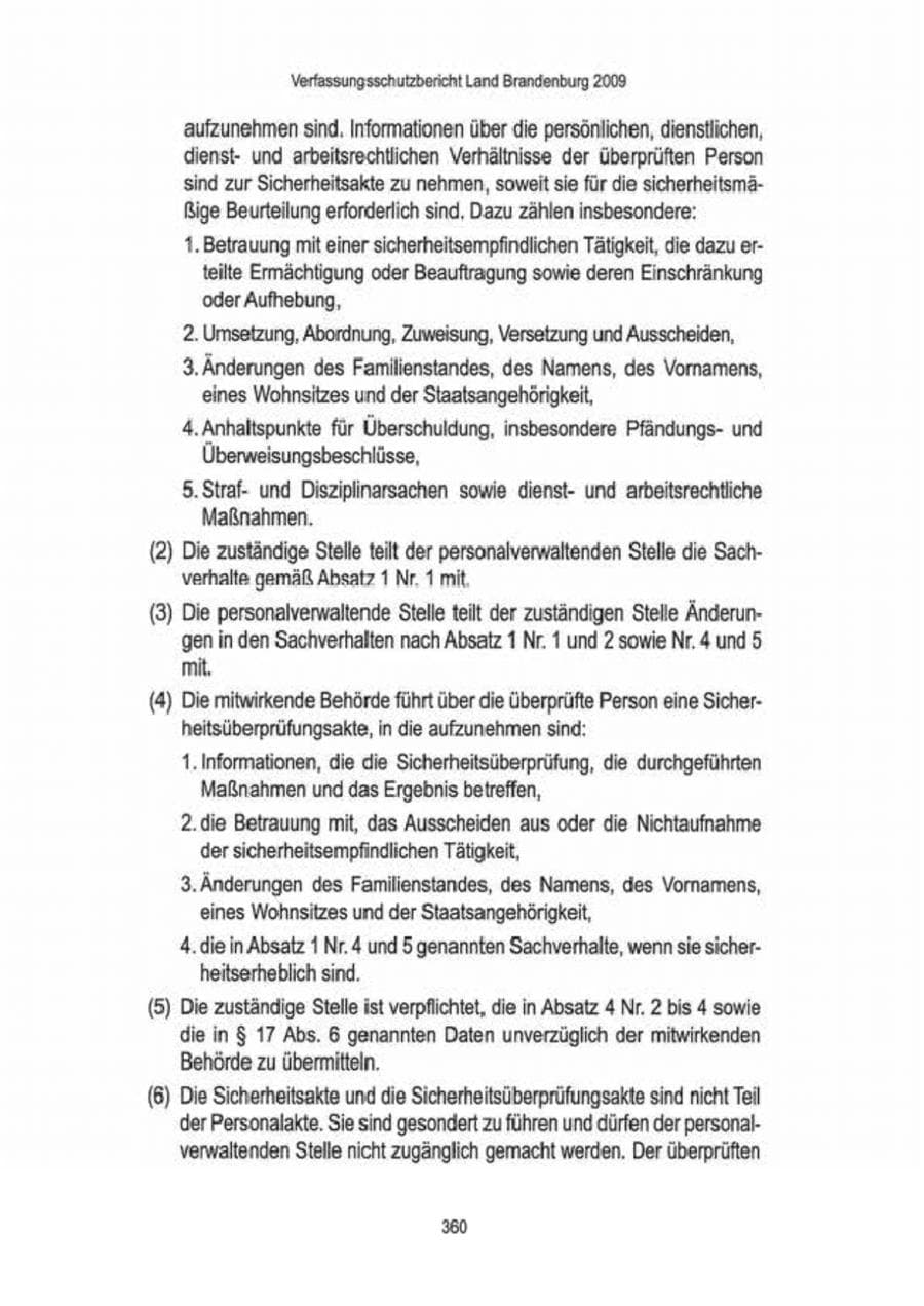 Seite 362 des Verfassungsschutzbericht 2009 Brandenburg