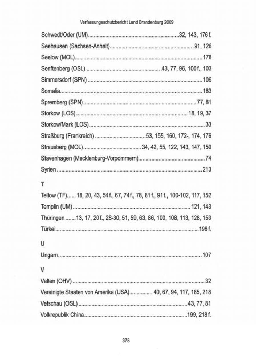 Seite 380 des Verfassungsschutzbericht 2009 Brandenburg