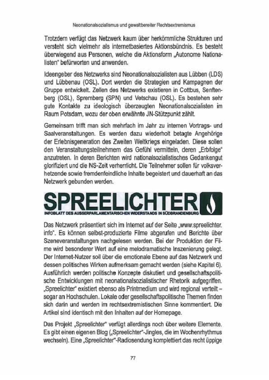 Seite 79 des Verfassungsschutzbericht 2009 Brandenburg