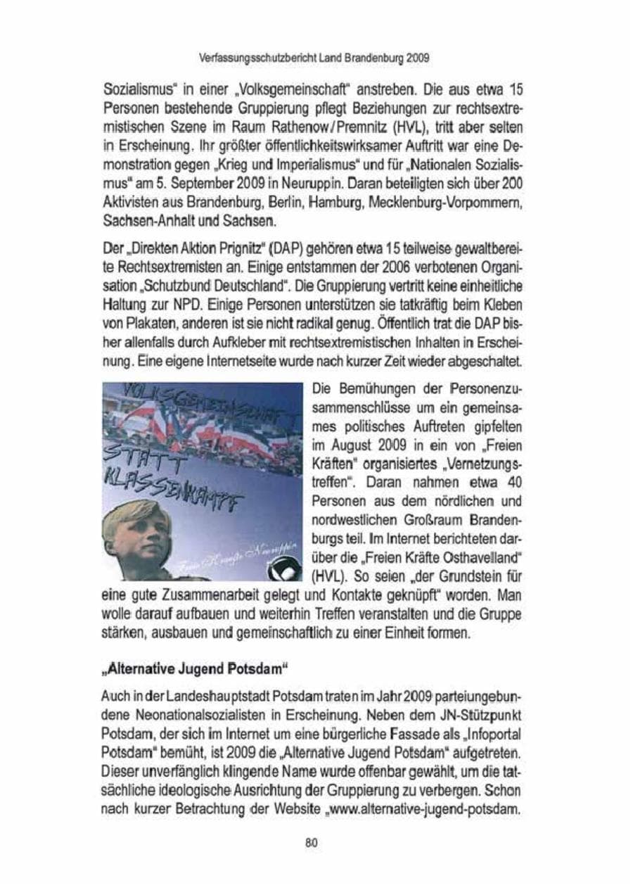Seite 82 des Verfassungsschutzbericht 2009 Brandenburg