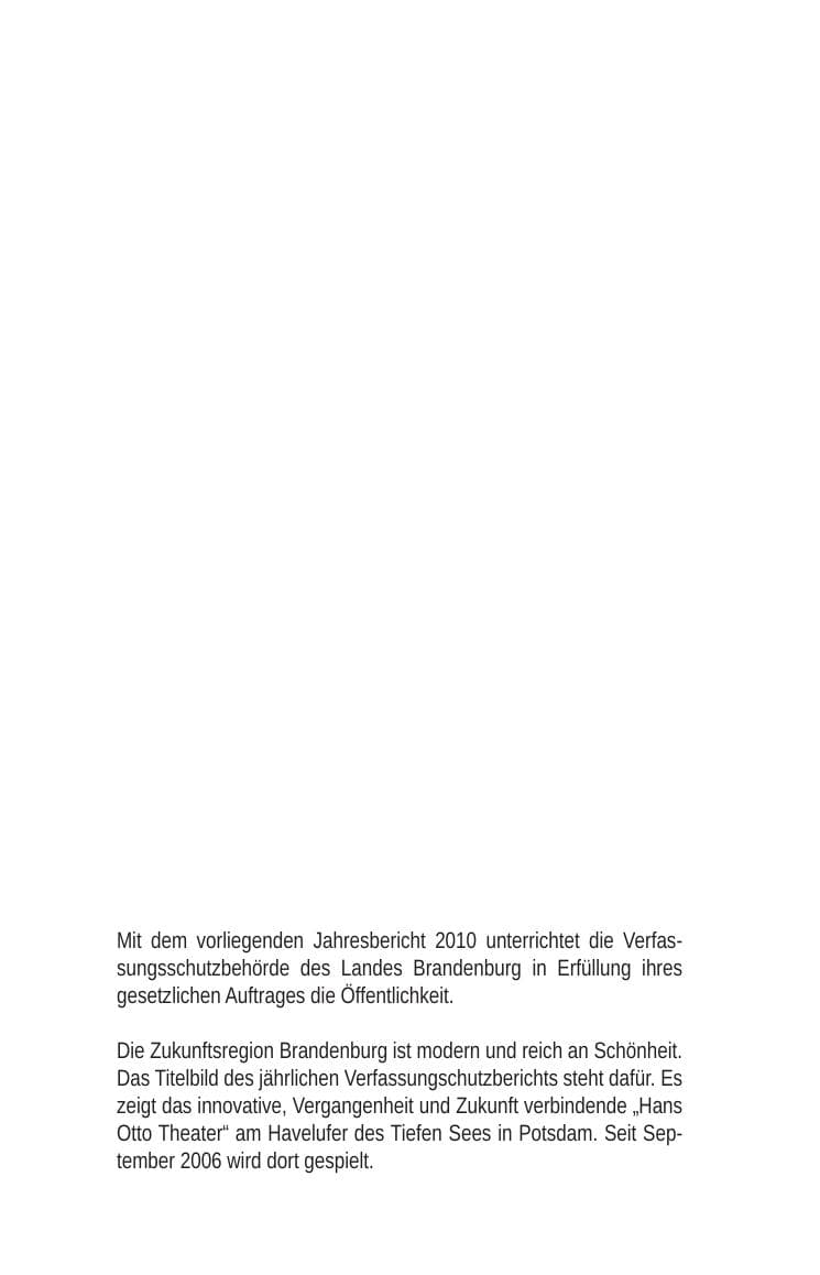 Seite 2 des Verfassungsschutzbericht 2010 Brandenburg