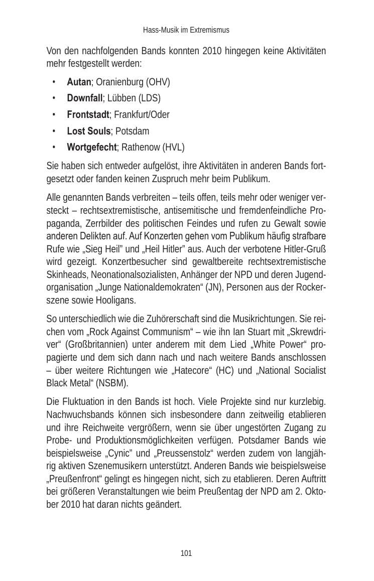 Seite 103 des Verfassungsschutzbericht 2010 Brandenburg