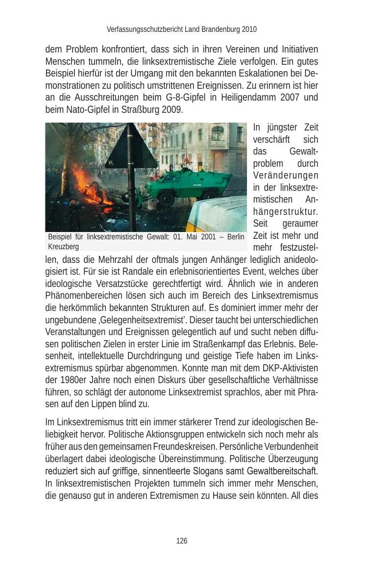 Seite 128 des Verfassungsschutzbericht 2010 Brandenburg